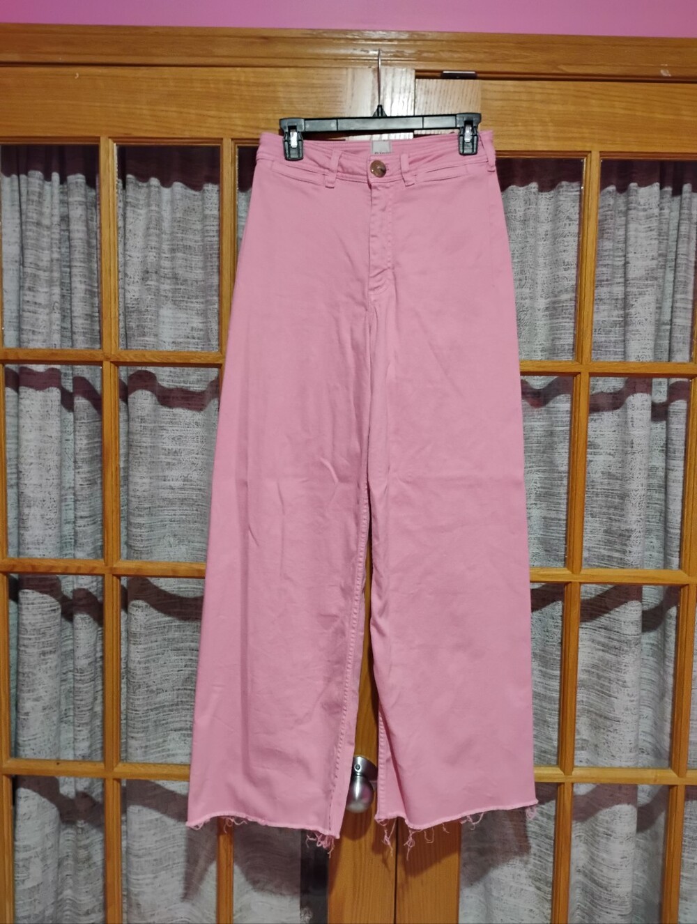 Maeve Wide-Leg High-Rise Pink Jeans